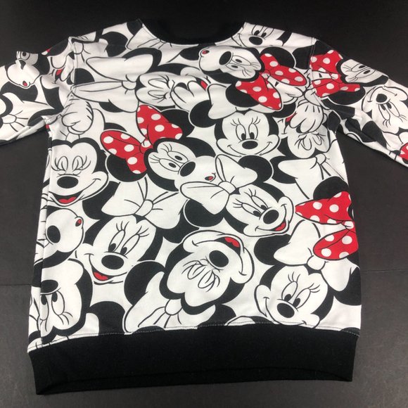 Disney Minnie Mouse Sweatshirt Adult Small White & Black All Over Print Crewneck - Picture 6 of 9